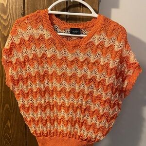 Daytrip Vibrant Orange and Cream Knit Top